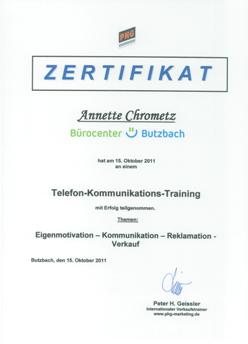 Zertifikat zur Weiterbildung